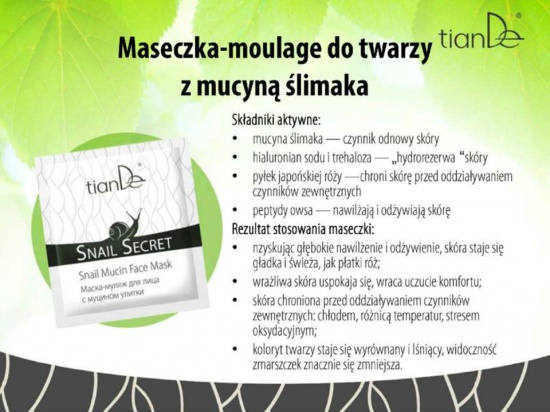Maseczka moulage do twarzy z mucyną ślimaka TianDe